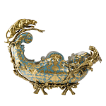 Чаша голубого цвета с оранментом и и бронзовыми фигурами леопардов Eden Garden варинант исполнения - 1 | Loft Concept в Екатеринбурге