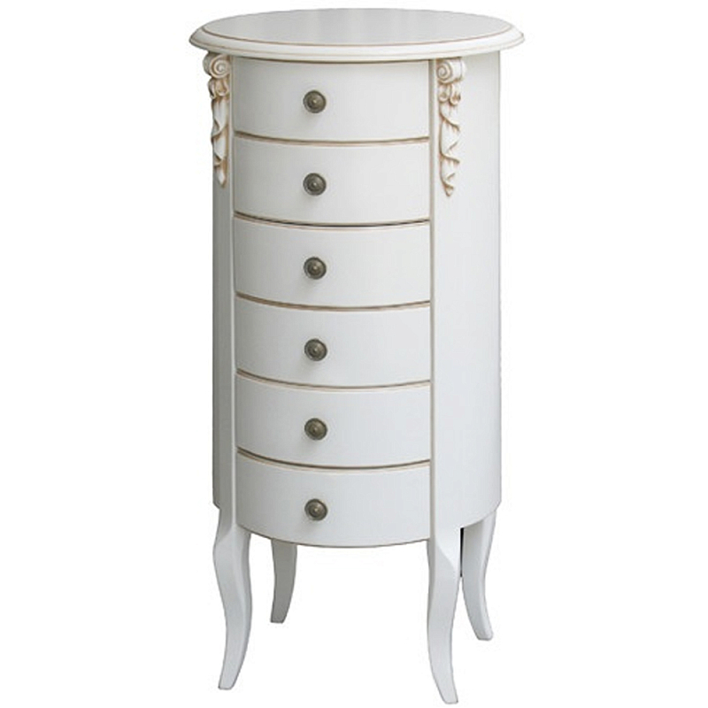 Круглый небольшой комод в стиле прованс с 6-ю ящиками Montmartre Provence Chest of Drawers ivory ( слоновая кость ) в Екатеринбурге | Loft Concept 