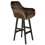 Барный стул со спинкой и подлокотниками на 4-х черных ножках Douglas Rhombus Коричневый Велюр варинант исполнения - 1 | Loft Concept в Екатеринбурге