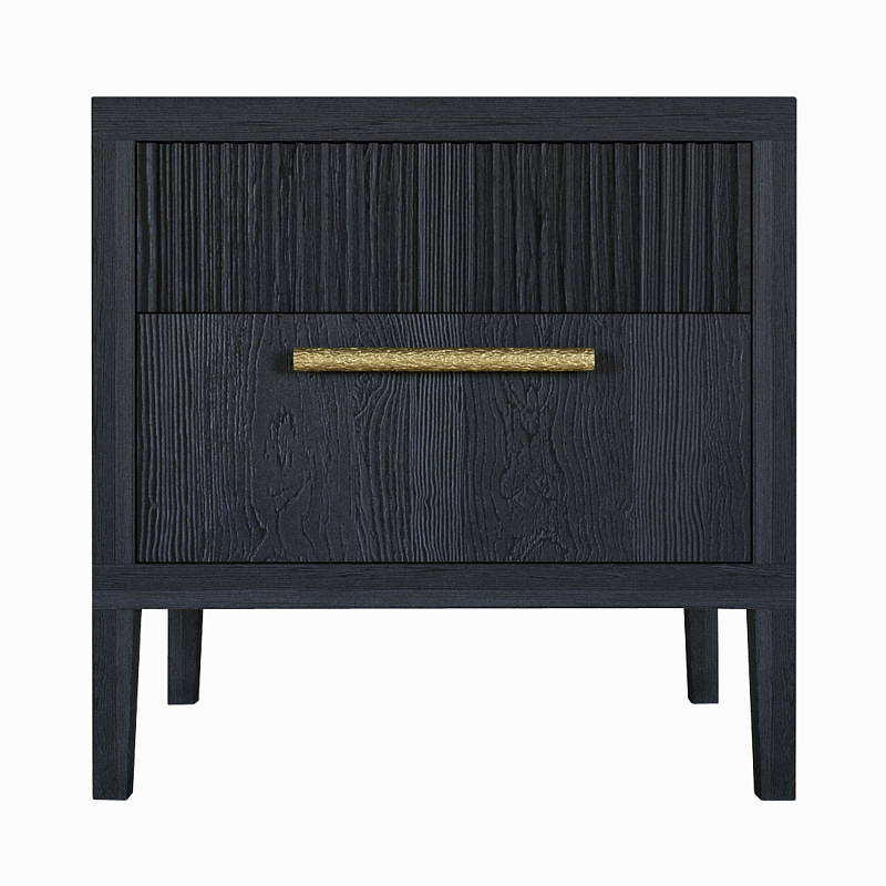 Прикроватная Тумбочка Primo с двумя ящиками Черный дуб Черный Золотой в Екатеринбурге | Loft Concept 
