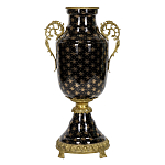 Ваза черного цвета из фарфора с золотистым узором и бронзовыми элементами Eden Garden porcelain and bronze варинант исполнения - 4 | Loft Concept в Екатеринбурге