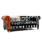 Диван Честерфильд граффити graffiti Orange Sofa натуральная кожа варинант исполнения - 1 | Loft Concept в Екатеринбурге