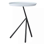 Столик приставной с круглой серой столешницей и черным основанием Round Stable Table варинант исполнения - 1 | Loft Concept в Екатеринбурге