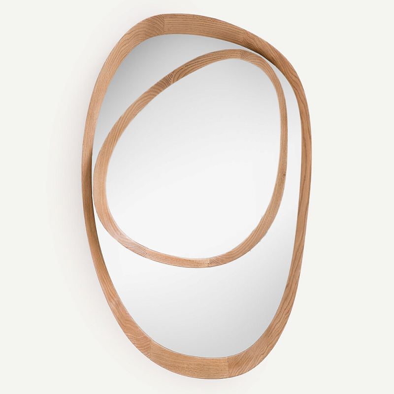 Ассиметричное зеркало в дубовой раме Infinity Symbol Светлый дуб в Екатеринбурге | Loft Concept 