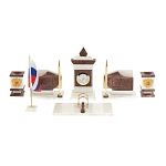 Настольный письменный набор из мрамора и лемезита с гербом и флагом России Marble Accessory варинант исполнения - 1 | Loft Concept в Екатеринбурге