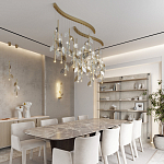 Бра с золотистой вертикальной трубкой и декоративными прозрачными листьями из стекла Sylva  варинант исполнения - 5 | Loft Concept в Екатеринбурге