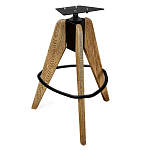 Барный стул со спинкой и металлической подставкой на 3-х деревянных ножках Горчичный Велюр Vendramin Chair варинант исполнения - 4 | Loft Concept в Екатеринбурге