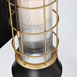 Настенный фонарь цилиндрической формы с рифленым стеклом в золотом каркасе на черном прямоугольном основании Eurofase варинант исполнения - 3 | Loft Concept в Екатеринбурге