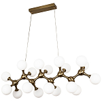 Линейная люстра с плафонами из стеклянных шаров Pearls Suspension Linear Brass Chandelier варинант исполнения - 1 | Loft Concept в Екатеринбурге