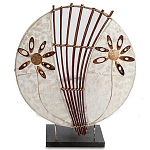 Настольная лампа из перламутра и дерева на подставке Indonesian Shell Flower варинант исполнения - 1 | Loft Concept в Екатеринбурге