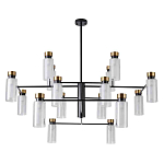 Люстра потолочная с 16-ю цилиндрическими плафонами из стекла и черным каркасом Noir Poise варинант исполнения - 1 | Loft Concept в Екатеринбурге