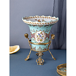 Ваза из голубого фарфора с рисунком птиц и цветов и декоративными элементами Blue Garden варинант исполнения - 6 | Loft Concept в Екатеринбурге