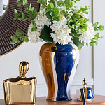 Ваза с крышкой и мазками синего и золого цвета на белом фоне Chinoiserie Ceramics варинант исполнения - 4 | Loft Concept в Екатеринбурге