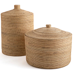 Плетеная корзина с крышкой Kheri Wicker Basket варинант исполнения - 2 | Loft Concept в Екатеринбурге