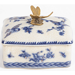 Фарфоровая шкатулка с бронзовой стрекозой Blue and White варинант исполнения - 4 | Loft Concept в Екатеринбурге
