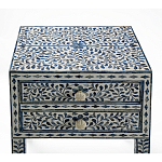 Тумбочка прикроватная White Pearl BEDSIDE CABINET 2 blue DRAWER варинант исполнения - 2 | Loft Concept в Екатеринбурге