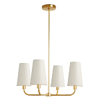 Люстра золотая с белыми тканевыми абажурами Coolness варинант исполнения - 1 | Loft Concept в Екатеринбурге