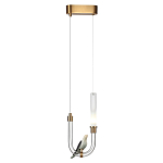 Подвесной светильник с декоративной фигуркой птицы на прозрачной изогнутой трубке Ganthea варинант исполнения - 3 | Loft Concept в Екатеринбурге