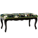 Банкетка из натурального бука черная с изображением птиц и цветов Blooming Birds варинант исполнения - 1 | Loft Concept в Екатеринбурге