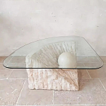 Дизайнерский журнальный стол в виде раковины с жемчужиной под прозрачной столешницей Fahin варинант исполнения - 1 | Loft Concept в Екатеринбурге