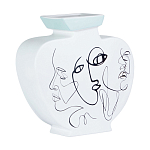Ваза плоская белая с абстрактными черными линиями в форме лиц Faces of Imagination варинант исполнения - 1 | Loft Concept в Екатеринбурге