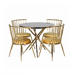 Обеденный стол с чёрной круглой столешницей на золотых ножках Rive Gauche Table варинант исполнения - 3 | Loft Concept в Екатеринбурге