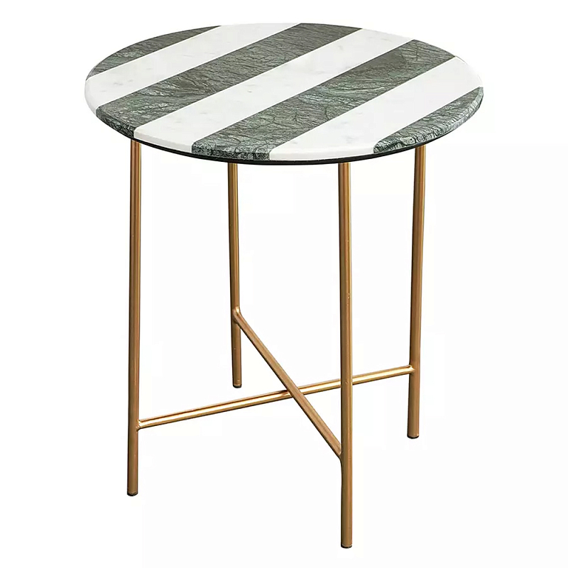 Столик приставной с круглой столешницей с полосатым узором Tabletops with Striped Pattern Серый Белый в Екатеринбурге | Loft Concept 