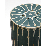 Приставной круглый столик с инкрустацией blue Mandika Bone Inlay  варинант исполнения - 1 | Loft Concept в Екатеринбурге