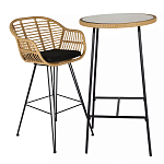 Барный столик с круглой плетеной столешницей Wicker Table Top варинант исполнения - 3 | Loft Concept в Екатеринбурге