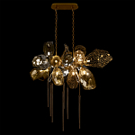 Люстра подвесная с 18-ю стеклянными плафонами с вертикальными подвесками Gilded Mirage  варинант исполнения - 3 | Loft Concept в Екатеринбурге