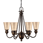 Люстра бронзового цвета с конусными плафонами из бежевого стекла Hinkley варинант исполнения - 1 | Loft Concept в Екатеринбурге