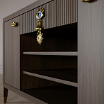 Комод-буфет Elsa Dreams Walnut с открытыми полками   варинант исполнения - 4 | Loft Concept в Екатеринбурге