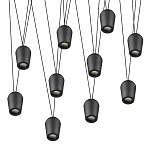 Подвесной светильник черными плафонами на длинных пересекающихся тросах Construction варинант исполнения - 9 | Loft Concept в Екатеринбурге