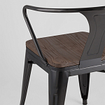 Черный глянцевый стул с сиденьем из натурального дерева TOLIX варинант исполнения - 7 | Loft Concept в Екатеринбурге