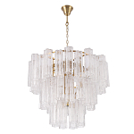 Люстра круглая многоярусная с прозрачными подвесками из стекла Hexagon Tube Light варинант исполнения - 2 | Loft Concept в Екатеринбурге