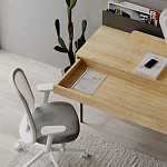 Стол письменный с выдвижным ящиком цвета древесины LEILA WORKING TABLE OAK ANTHRACITE варинант исполнения - 9 | Loft Concept в Екатеринбурге