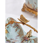 Блюдо из голубого фарфора с бронзовой ручкой в виде ветки Blue Garden варинант исполнения - 5 | Loft Concept в Екатеринбурге