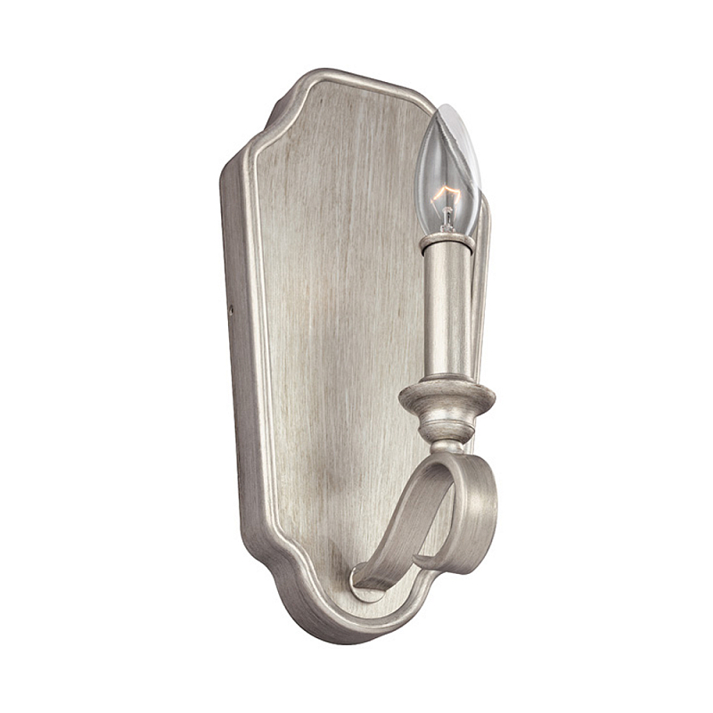 Бра серебрянного цвета с лампой в виде свечи на изогнутой ножке Feiss Серебряный в Екатеринбурге | Loft Concept 