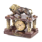 Часы настольные из креноида и бронзы с декором в виде льва Lion Stone Clock варинант исполнения - 3 | Loft Concept в Екатеринбурге