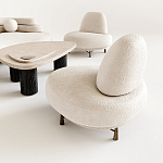 Кресло Vinsen обивка букле молочного цвета варинант исполнения - 1 | Loft Concept в Екатеринбурге