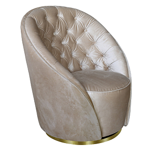 Кресло вращающееся велюровое кремовое Rotation