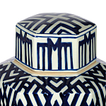 Ваза с крышкой и графическим узором в сине-белых цветах Blue & White Ornament  варинант исполнения - 4 | Loft Concept в Екатеринбурге