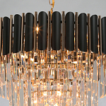 Люстра из черного металла с многоярусными подвесками из прозрачного хрусталя на золотой цепи Empire Black Chandelier Crystal варинант исполнения - 9 | Loft Concept в Екатеринбурге