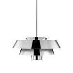 Подвесной светильник с широким многоярусным металлическим плафоном цвета никель в современном стиле Feiss варинант исполнения - 1 | Loft Concept в Екатеринбурге