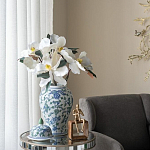 Ваза с крышкой и зелено-голубым рисунком на белом фоне 51 см Blue & White Ornament варинант исполнения - 5 | Loft Concept в Екатеринбурге