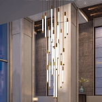 Люстра в современном стиле с 30-ю каскадными светодиодными лампами Golden LED Rain варинант исполнения - 3 | Loft Concept в Екатеринбурге