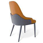 Стул оранжевый с высокой спинкой из искуственной кожи на серых металлических ножках Enigma Orange варинант исполнения - 2 | Loft Concept в Екатеринбурге