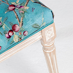 Банкетка из массива бука с цветочным принтом Turquoise Beige Chinoiserie Imperial  Garden Banquette варинант исполнения - 4 | Loft Concept в Екатеринбурге