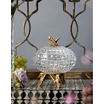 Конфетница прозрачная стеклянная на бронзовых ножках в виде морских коньков с крышкой в виде ракушки Eden Garden варинант исполнения - 3 | Loft Concept в Екатеринбурге