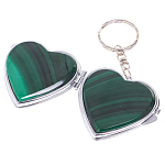 Зеркало брелок складное двухстороннее в форме сердца из натурального камня Малахит Stone Mirrors варинант исполнения - 2 | Loft Concept в Екатеринбурге